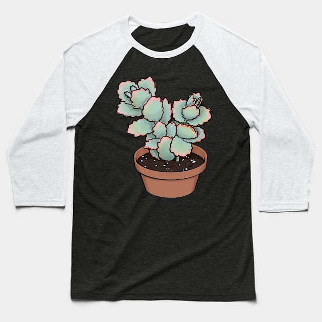 Lavender Scallops Kalanchoe Fedtschenkoi Succulent Sketch Baseball T-Shirt by Charredsky